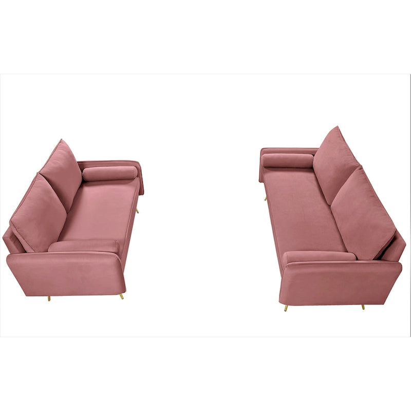 Ensemble de salon 2 pièces Villeda Velvet de style moderne du milieu du siècle