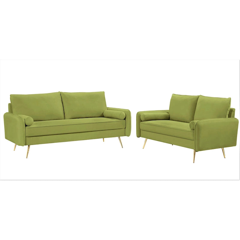 Ensemble de salon 2 pièces Villeda Velvet de style moderne du milieu du siècle