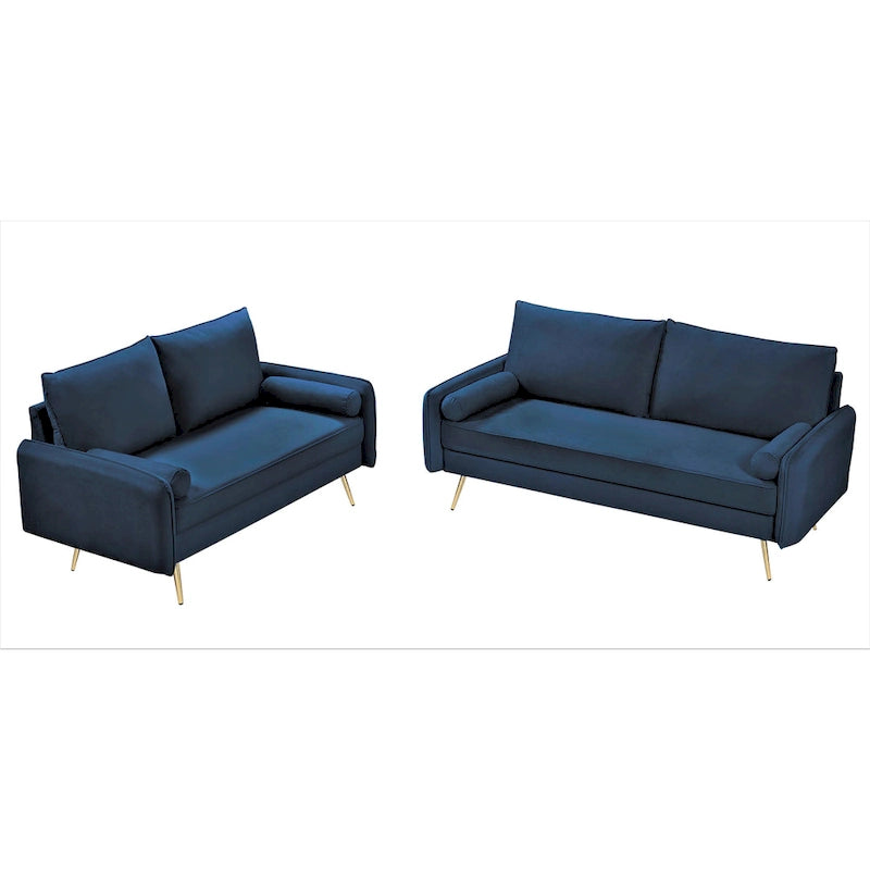 Ensemble de salon 2 pièces Villeda Velvet de style moderne du milieu du siècle