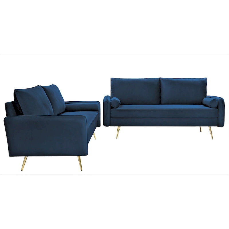 Ensemble de salon 2 pièces Villeda Velvet de style moderne du milieu du siècle