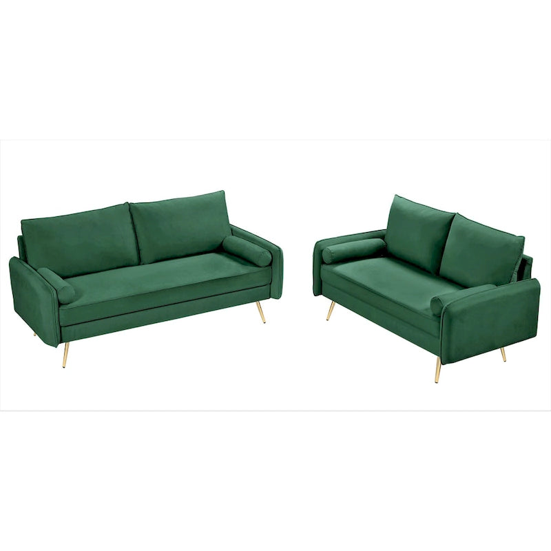 Ensemble de salon 2 pièces Villeda Velvet de style moderne du milieu du siècle