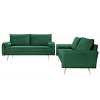Ensemble de salon 2 pièces Villeda Velvet de style moderne du milieu du siècle