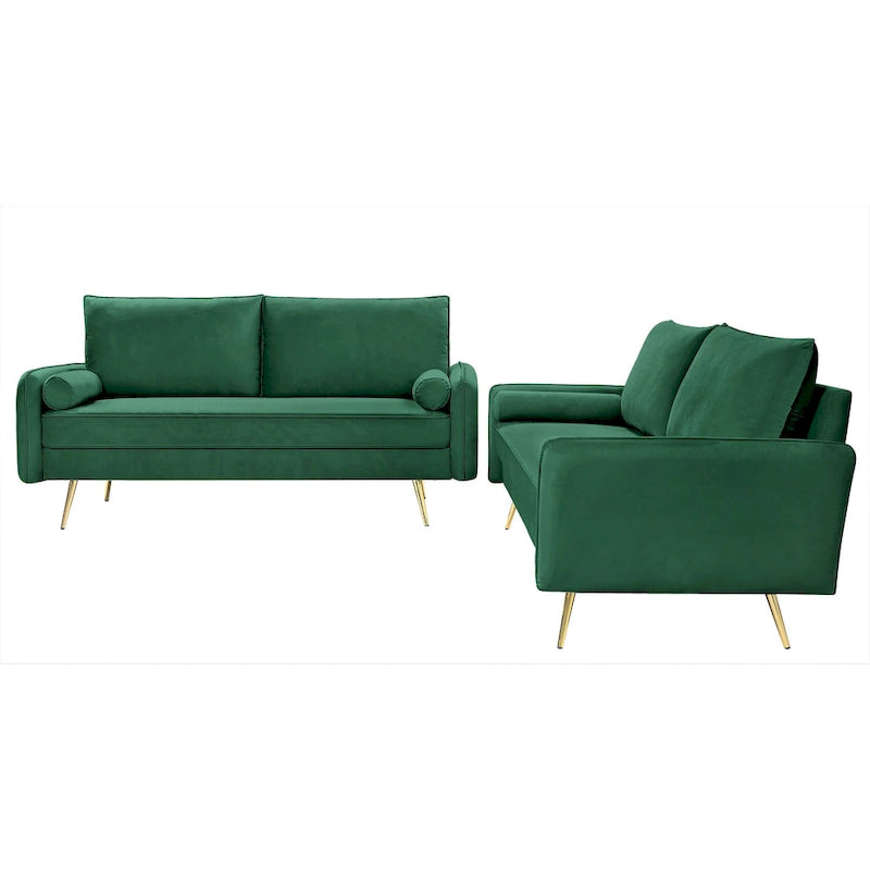 Ensemble de salon 2 pièces Villeda Velvet de style moderne du milieu du siècle