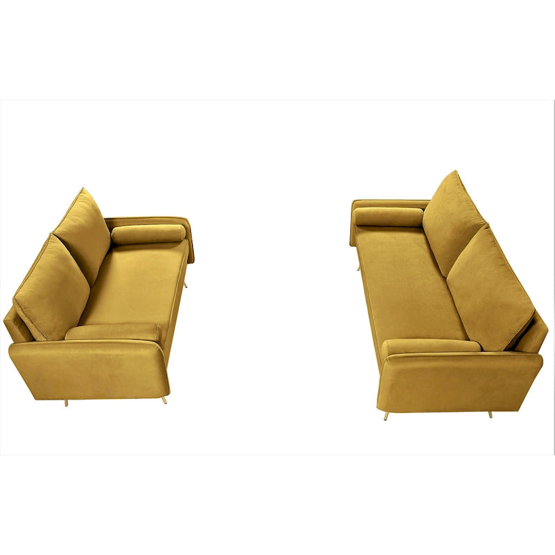 Ensemble de salon 2 pièces Villeda Velvet de style moderne du milieu du siècle