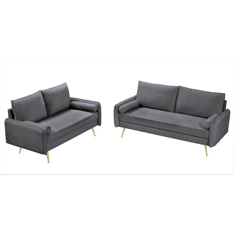 Ensemble de salon 2 pièces Villeda Velvet de style moderne du milieu du siècle