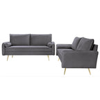 Ensemble de salon 2 pièces Villeda Velvet de style moderne du milieu du siècle