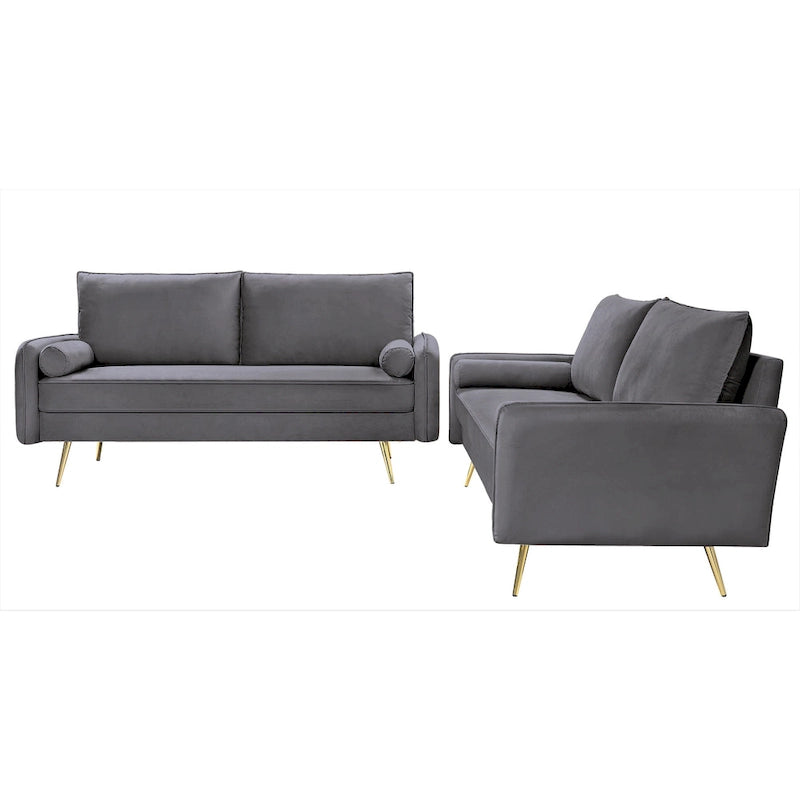 Ensemble de salon 2 pièces Villeda Velvet de style moderne du milieu du siècle