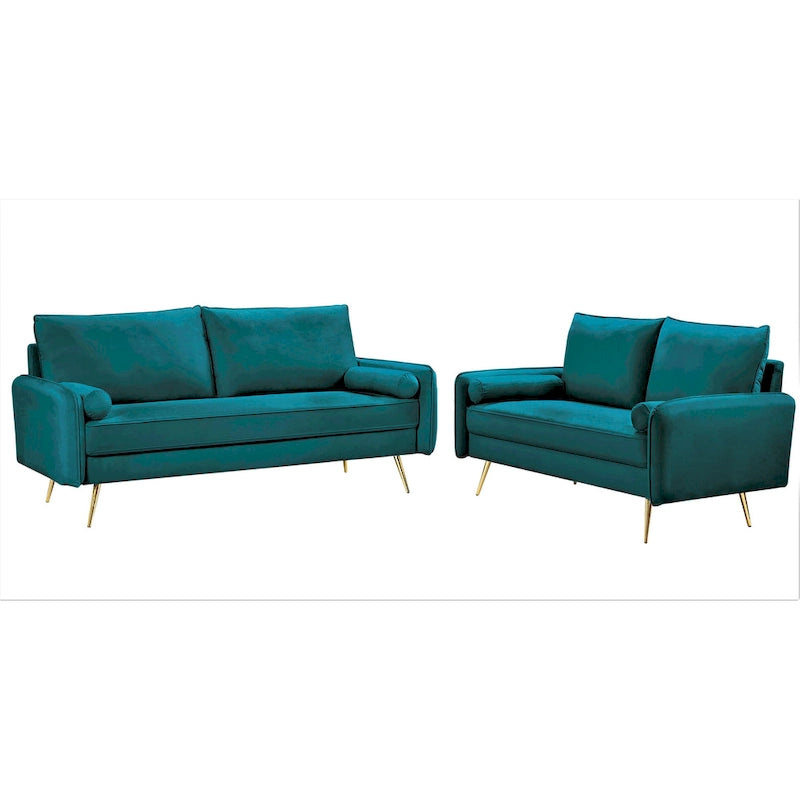 Ensemble de salon 2 pièces Villeda Velvet de style moderne du milieu du siècle