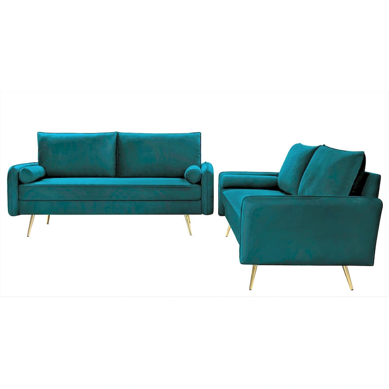 Ensemble de salon 2 pièces Villeda Velvet de style moderne du milieu du siècle