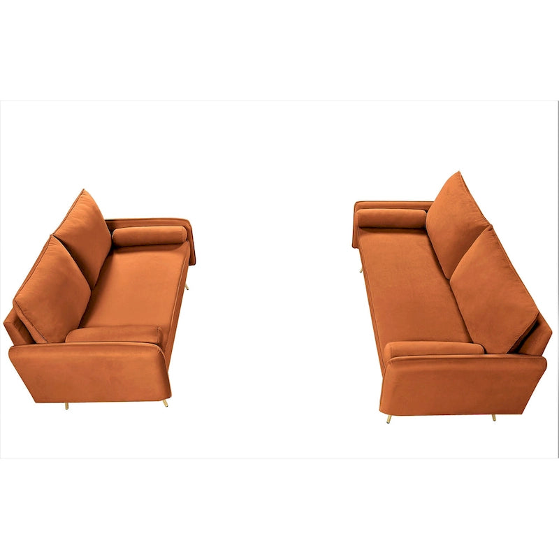 Ensemble de salon 2 pièces Villeda Velvet de style moderne du milieu du siècle