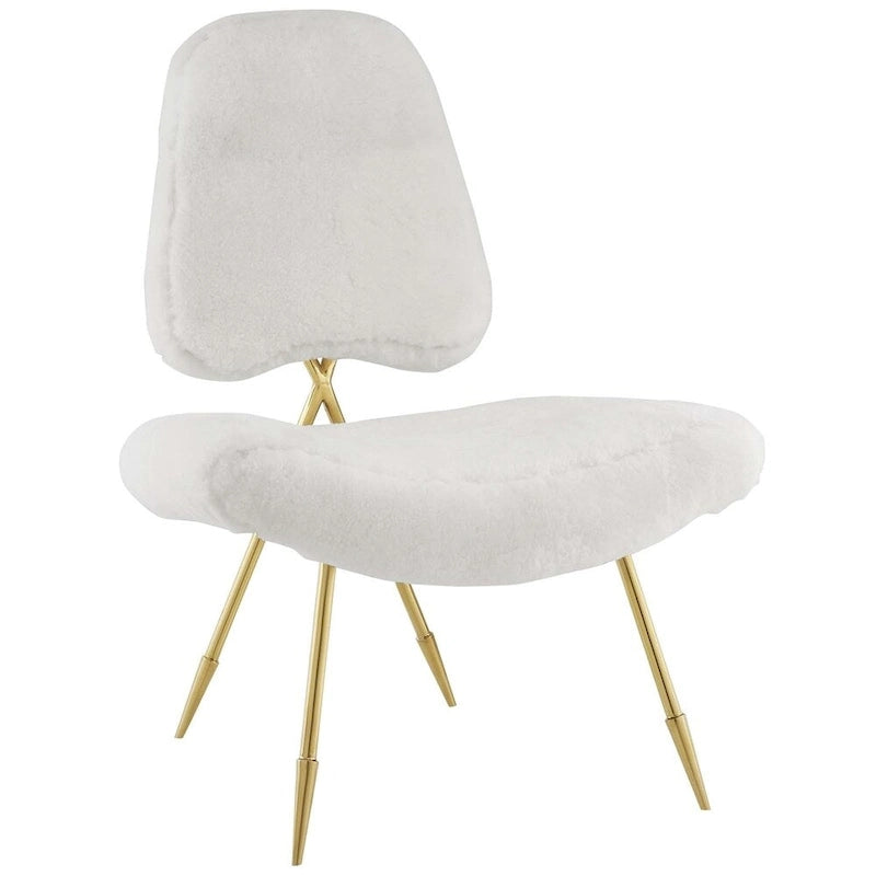 Ponder Fauteuil de salon en peau de mouton rembourré