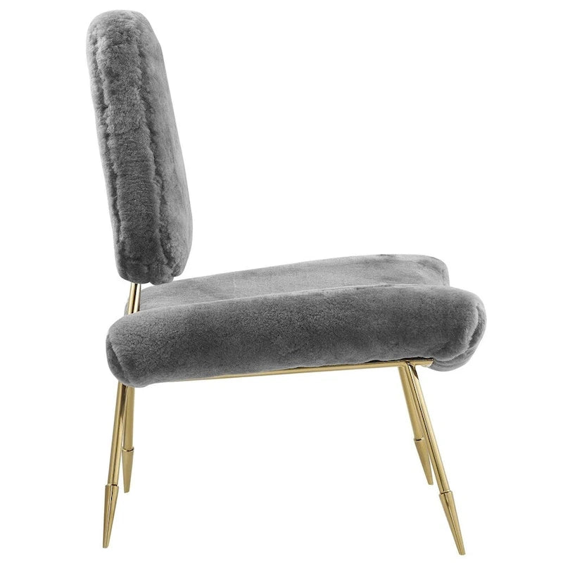 Ponder Fauteuil de salon en peau de mouton rembourré