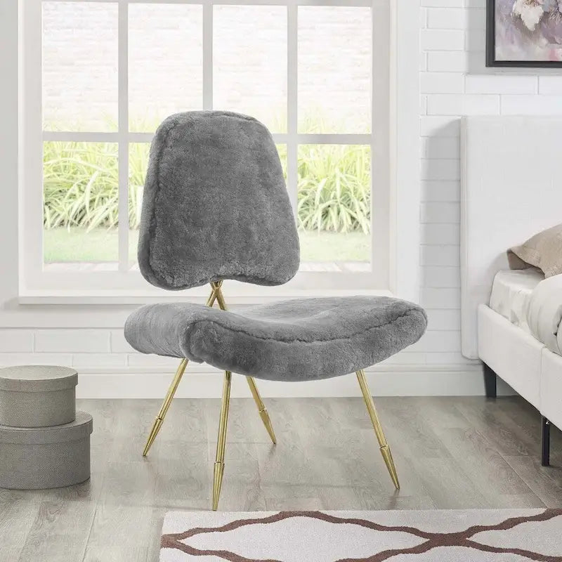 Ponder Fauteuil de salon en peau de mouton rembourré
