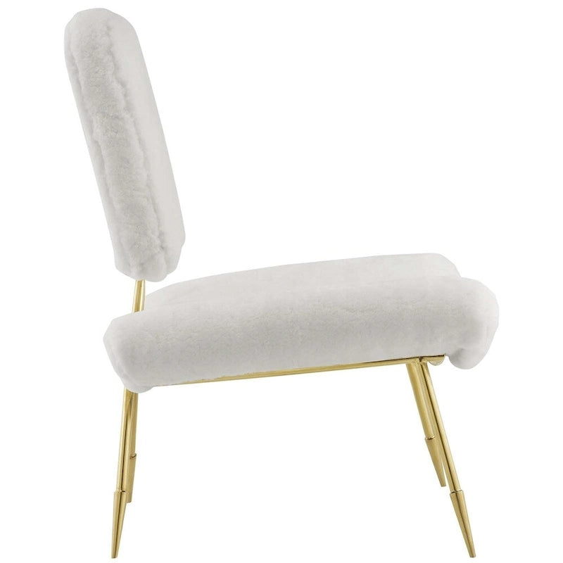 Ponder Fauteuil de salon en peau de mouton rembourré