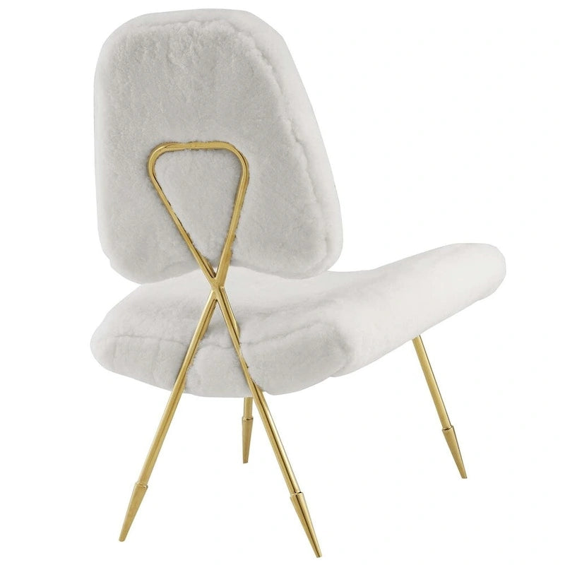 Ponder Fauteuil de salon en peau de mouton rembourré
