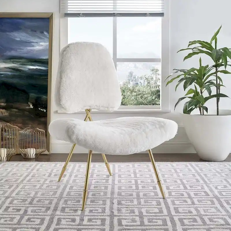 Ponder Fauteuil de salon en peau de mouton rembourré