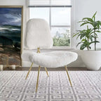 Ponder Fauteuil de salon en peau de mouton rembourré