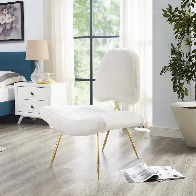 Ponder Fauteuil de salon en peau de mouton rembourré