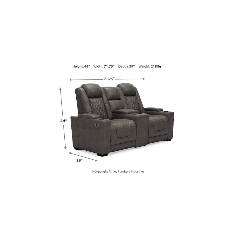 Signature Design by Ashley HyllMont – Causeuse inclinable électrique grise avec console – 71,75 po L x 39 po P x 44 po H