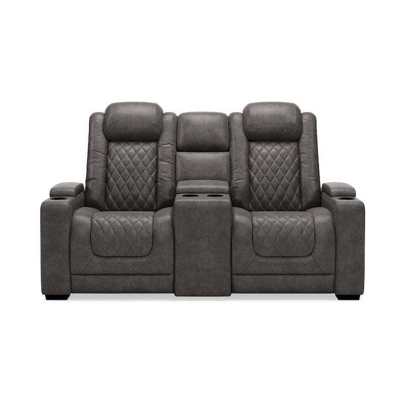 Signature Design by Ashley HyllMont – Causeuse inclinable électrique grise avec console – 71,75 po L x 39 po P x 44 po H