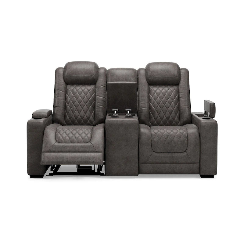 Signature Design by Ashley HyllMont – Causeuse inclinable électrique grise avec console – 71,75 po L x 39 po P x 44 po H