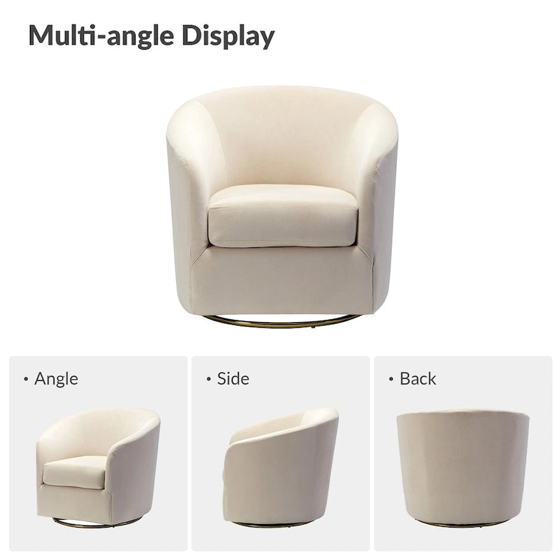 Fauteuil d'appoint pivotant incurvé Eleuterio en velours moderne avec base en métal par HULALA HOME