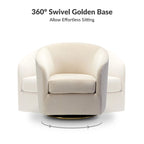 Fauteuil d'appoint pivotant incurvé Eleuterio en velours moderne avec base en métal par HULALA HOME