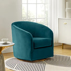 Fauteuil d'appoint pivotant incurvé Eleuterio en velours moderne avec base en métal par HULALA HOME