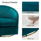 Fauteuil d'appoint pivotant incurvé Eleuterio en velours moderne avec base en métal par HULALA HOME