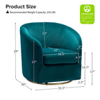 Fauteuil d'appoint pivotant incurvé Eleuterio en velours moderne avec base en métal par HULALA HOME