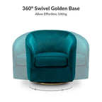 Fauteuil d'appoint pivotant incurvé Eleuterio en velours moderne avec base en métal par HULALA HOME