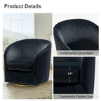 Fauteuil d'appoint pivotant incurvé Eleuterio en velours moderne avec base en métal par HULALA HOME