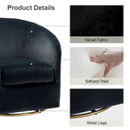 Fauteuil d'appoint pivotant incurvé Eleuterio en velours moderne avec base en métal par HULALA HOME