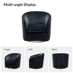 Fauteuil d'appoint pivotant incurvé Eleuterio en velours moderne avec base en métal par HULALA HOME