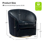 Fauteuil d'appoint pivotant incurvé Eleuterio en velours moderne avec base en métal par HULALA HOME