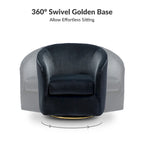 Fauteuil d'appoint pivotant incurvé Eleuterio en velours moderne avec base en métal par HULALA HOME