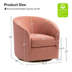 Fauteuil d'appoint pivotant incurvé Eleuterio en velours moderne avec base en métal par HULALA HOME
