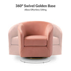 Fauteuil d'appoint pivotant incurvé Eleuterio en velours moderne avec base en métal par HULALA HOME