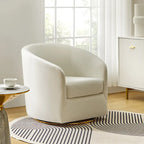 Fauteuil d'appoint pivotant incurvé Eleuterio en velours moderne avec base en métal par HULALA HOME