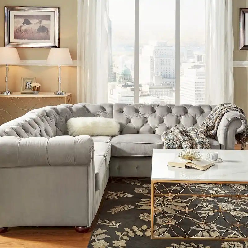 Canapé d'angle Chesterfield à accoudoirs volutes Knightsbridge par iNSPIRE Q Artisan