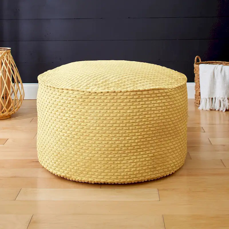 Sorra Home Grand Pouf Rond en Gros Velours Côtelé Doux pour l'Intérieur