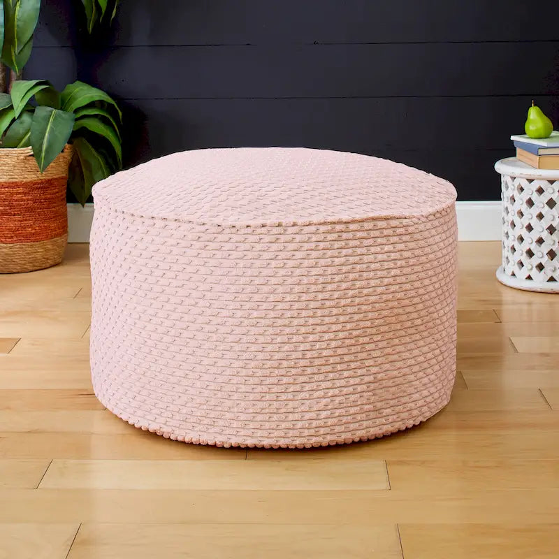Sorra Home Grand Pouf Rond en Gros Velours Côtelé Doux pour l'Intérieur