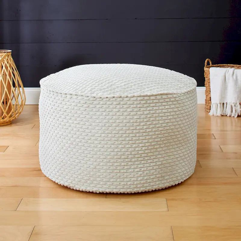 Sorra Home Grand Pouf Rond en Gros Velours Côtelé Doux pour l'Intérieur
