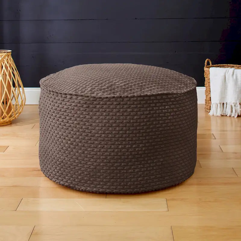 Sorra Home Grand Pouf Rond en Gros Velours Côtelé Doux pour l'Intérieur