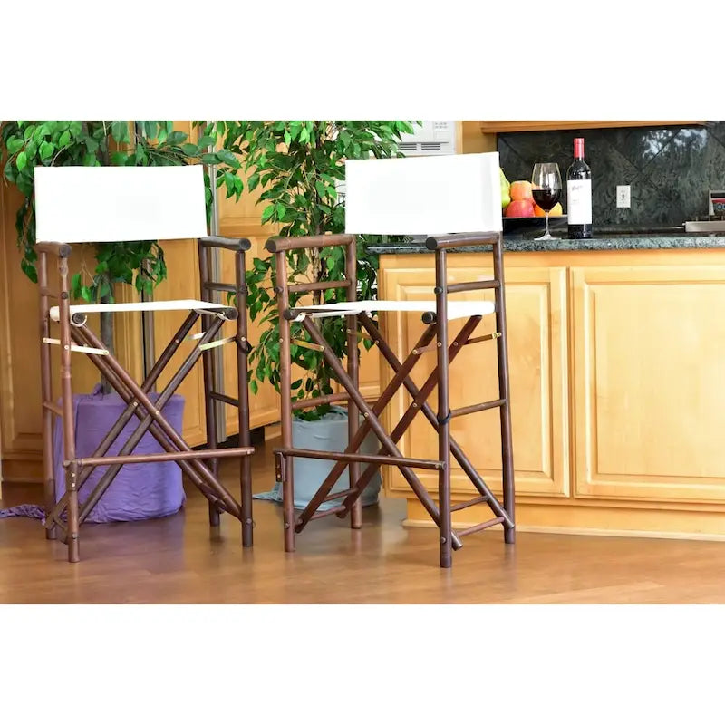 Chaise de réalisateur Zew Handcrafted Espresso Bamboo, hauteur de bar