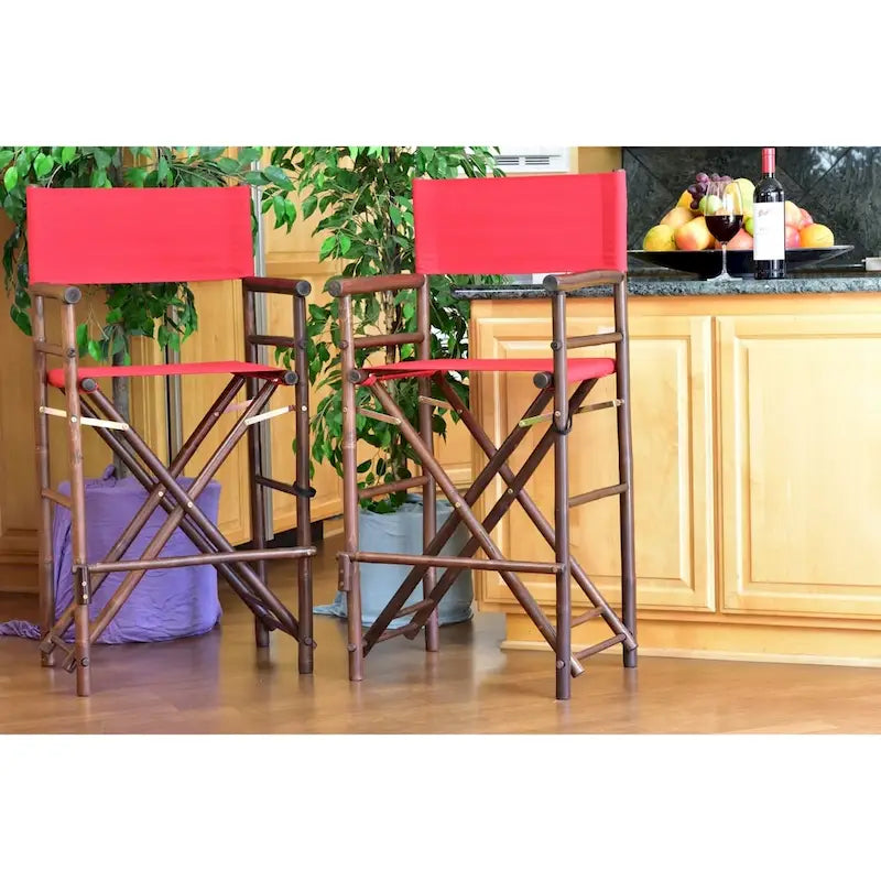 Chaise de réalisateur Zew Handcrafted Espresso Bamboo, hauteur de bar