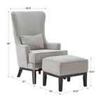 Fauteuil de salon à dossier haut ailé Capella avec repose-pieds par iNSPIRE Q Artisan