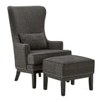 Fauteuil de salon à dossier haut ailé Capella avec repose-pieds par iNSPIRE Q Artisan