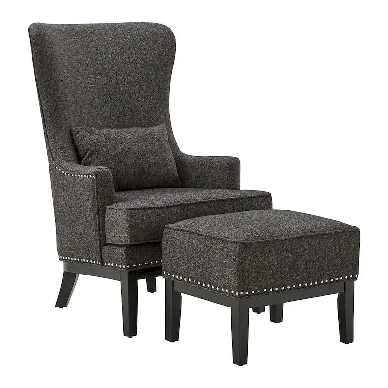 Fauteuil de salon à dossier haut ailé Capella avec repose-pieds par iNSPIRE Q Artisan