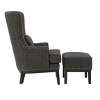 Fauteuil de salon à dossier haut ailé Capella avec repose-pieds par iNSPIRE Q Artisan